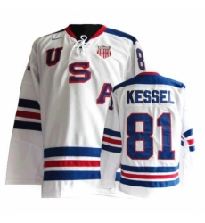 Men's Nike Team USA #81 Phil Kessel Premier White 1960 Throwback Olympic Hockey Jersey