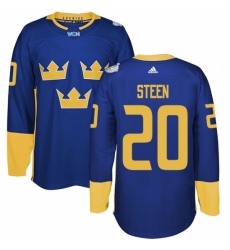 Men's Adidas Team Sweden #20 Alexander Steen Authentic Royal Blue Away 2016 World Cup of Hockey Jersey