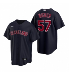 Men's Nike Cleveland Indians #57 Shane Bieber Navy Alternate Stitched Baseball Jersey