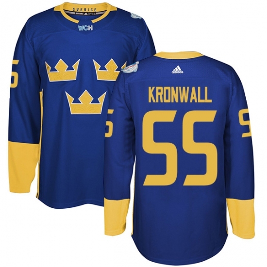 Men's Adidas Team Sweden #55 Niklas Kronwall Premier Royal Blue Away 2016 World Cup of Hockey Jersey Men's Adidas Team Sweden #55 Niklas Kronwall Premier Royal Blue Away 2016 World Cup of Hockey Jersey