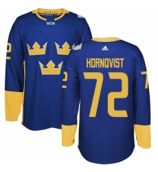 Men's Adidas Team Sweden #72 Patric Hornqvist Premier Royal Blue Away 2016 World Cup of Hockey Jersey