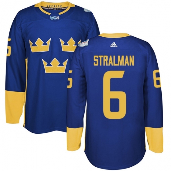 Men's Adidas Team Sweden #6 Anton Stralman Authentic Royal Blue Away 2016 World Cup of Hockey Jersey Men's Adidas Team Sweden #6 Anton Stralman Authentic Royal Blue Away 2016 World Cup of Hockey Jersey