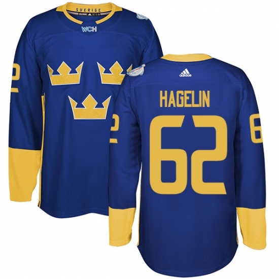 Men's Adidas Team Sweden #62 Carl Hagelin Premier Royal Blue Away 2016 World Cup of Hockey Jersey Men's Adidas Team Sweden #62 Carl Hagelin Premier Royal Blue Away 2016 World Cup of Hockey Jersey