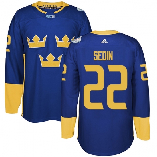 Men's Adidas Team Sweden #22 Daniel Sedin Premier Royal Blue Away 2016 World Cup of Hockey Jersey Men's Adidas Team Sweden #22 Daniel Sedin Premier Royal Blue Away 2016 World Cup of Hockey Jersey