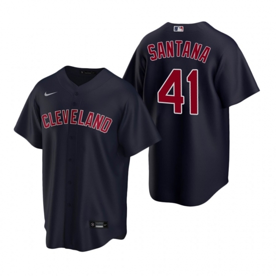 Men's Nike Cleveland Indians #41 Carlos Santana Navy Alternate Stitched Baseball Jersey Men's Nike Cleveland Indians #41 Carlos Santana Navy Alternate Stitched Baseball Jersey
