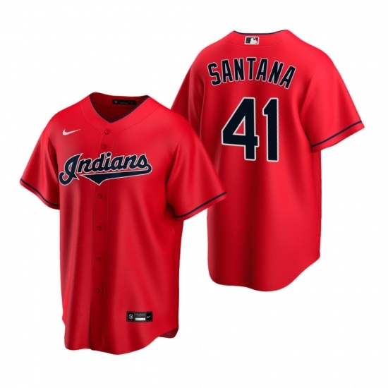 Men's Nike Cleveland Indians #41 Carlos Santana Red Alternate Stitched Baseball Jersey Men's Nike Cleveland Indians #41 Carlos Santana Red Alternate Stitched Baseball Jersey