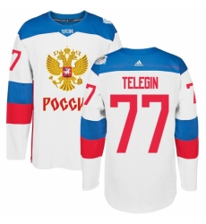Men's Adidas Team Russia #77 Ivan Telegin Authentic White Home 2016 World Cup of Hockey Jersey