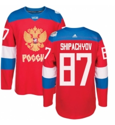 Men's Adidas Team Russia #87 Vadim Shipachyov Premier Red Away 2016 World Cup of Hockey Jersey