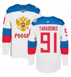 Men's Adidas Team Russia #91 Vladimir Tarasenko Premier White Home 2016 World Cup of Hockey Jersey