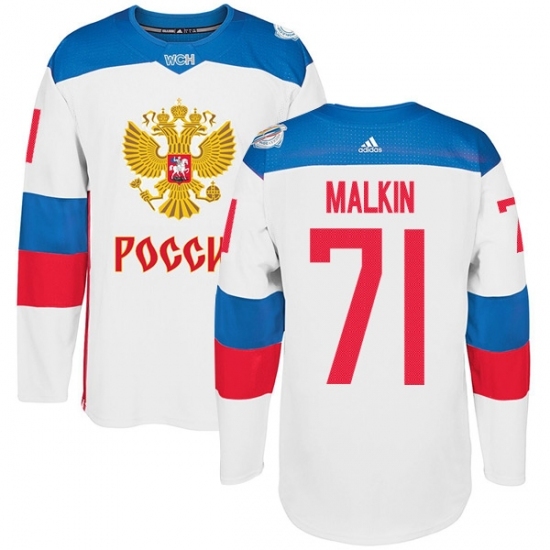 Men's Adidas Team Russia #71 Evgeni Malkin Authentic White Home 2016 World Cup of Hockey Jersey Men's Adidas Team Russia #71 Evgeni Malkin Authentic White Home 2016 World Cup of Hockey Jersey