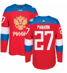 Men's Adidas Team Russia #27 Artemi Panarin Authentic Red Away 2016 World Cup of Hockey Jersey