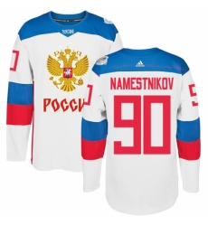 Men's Adidas Team Russia #90 Vladislav Namestnikov Authentic White Home 2016 World Cup of Hockey Jersey