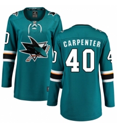 Women's San Jose Sharks #40 Ryan Carpenter Fanatics Branded Teal Green Home Breakaway NHL Jersey