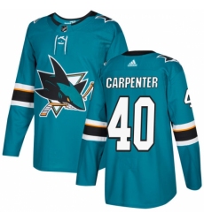 Youth Adidas San Jose Sharks #40 Ryan Carpenter Authentic Teal Green Home NHL Jersey