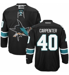 Youth Reebok San Jose Sharks #40 Ryan Carpenter Authentic Black Third NHL Jersey