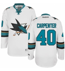 Youth Reebok San Jose Sharks #40 Ryan Carpenter Authentic White Away NHL Jersey