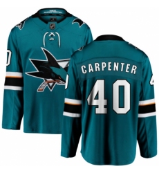 Youth San Jose Sharks #40 Ryan Carpenter Fanatics Branded Teal Green Home Breakaway NHL Jersey