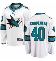 Youth San Jose Sharks #40 Ryan Carpenter Fanatics Branded White Away Breakaway NHL Jersey