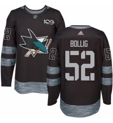 Men's Adidas San Jose Sharks #52 Brandon Bollig Authentic Black 1917-2017 100th Anniversary NHL Jersey