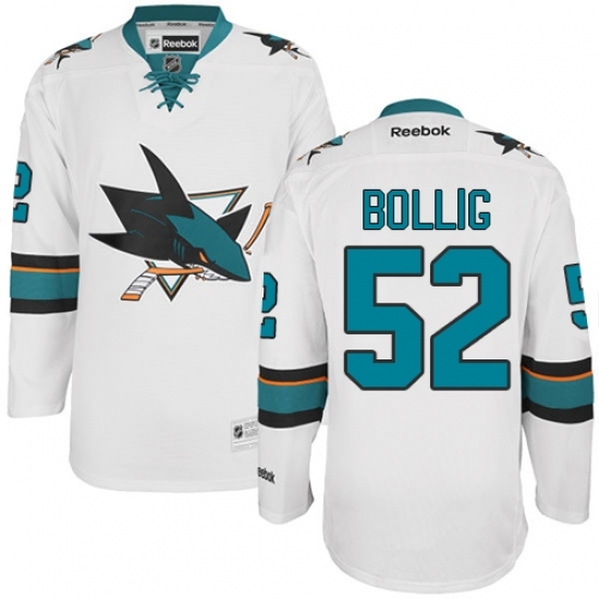 Men's Reebok San Jose Sharks #52 Brandon Bollig Authentic White Away NHL Jersey Men's Reebok San Jose Sharks #52 Brandon Bollig Authentic White Away NHL Jersey