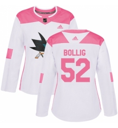 Women's Adidas San Jose Sharks #52 Brandon Bollig Authentic White/Pink Fashion NHL Jersey Women's Adidas San Jose Sharks #52 Brandon Bollig Authentic White/Pink Fashion NHL Jersey