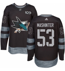 Men's Adidas San Jose Sharks #53 Brandon Mashinter Authentic Black 1917-2017 100th Anniversary NHL Jersey