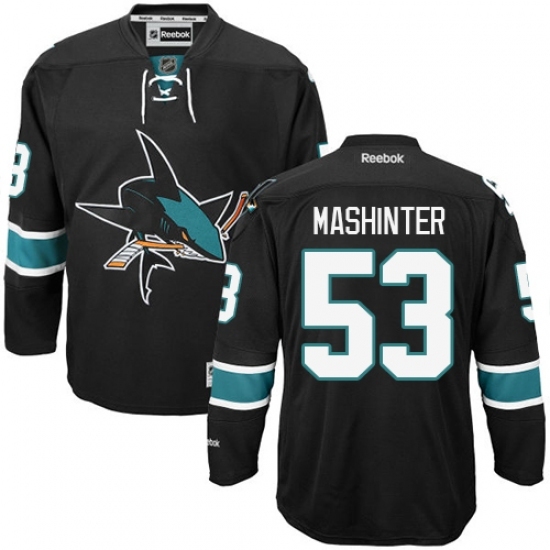 Men's Reebok San Jose Sharks #53 Brandon Mashinter Authentic Black Third NHL Jersey Men's Reebok San Jose Sharks #53 Brandon Mashinter Authentic Black Third NHL Jersey