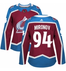 Women's Adidas Colorado Avalanche #94 Andrei Mironov Premier Burgundy Red Home NHL Jersey