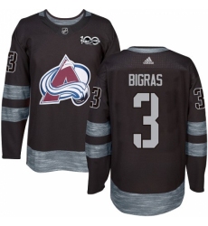 Men's Adidas Colorado Avalanche #3 Chris Bigras Authentic Black 1917-2017 100th Anniversary NHL Jersey