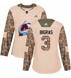 Women's Adidas Colorado Avalanche #3 Chris Bigras Authentic Camo Veterans Day Practice NHL Jersey