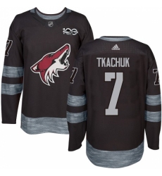 Men's Adidas Arizona Coyotes #7 Keith Tkachuk Authentic Black 1917-2017 100th Anniversary NHL Jersey