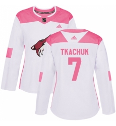 Women's Adidas Arizona Coyotes #7 Keith Tkachuk Authentic White/Pink Fashion NHL Jersey