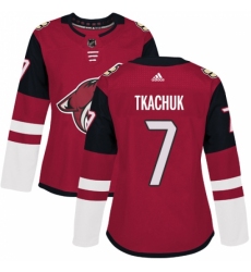 Women's Adidas Arizona Coyotes #7 Keith Tkachuk Premier Burgundy Red Home NHL Jersey