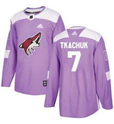Youth Adidas Arizona Coyotes #7 Keith Tkachuk Authentic Purple Fights Cancer Practice NHL Jersey