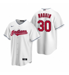 Men's Nike Cleveland Indians #30 Tyler Naquin White Home Stitched Baseball Jersey