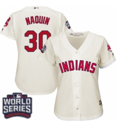 Women's Majestic Cleveland Indians #30 Tyler Naquin Authentic Cream Alternate 2 2016 World Series Bound Cool Base MLB Jersey