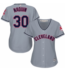 Women's Majestic Cleveland Indians #30 Tyler Naquin Replica Grey Road Cool Base MLB Jersey