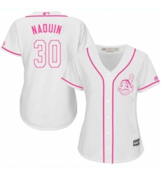 Women's Majestic Cleveland Indians #30 Tyler Naquin Replica White Fashion Cool Base MLB Jersey