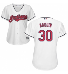 Women's Majestic Cleveland Indians #30 Tyler Naquin Replica White Home Cool Base MLB Jersey