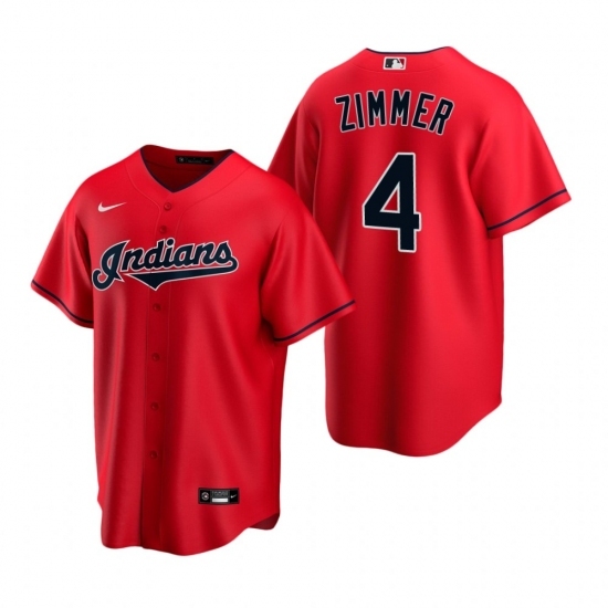 Men's Nike Cleveland Indians #4 Bradley Zimmer Red Alternate Stitched Baseball Jersey Men's Nike Cleveland Indians #4 Bradley Zimmer Red Alternate Stitched Baseball Jersey