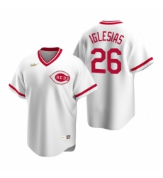 Men's Nike Cincinnati Reds #26 Raisel Iglesias White Cooperstown Collection Home Stitched Baseball Jersey