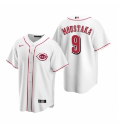 Men's Nike Cincinnati Reds #9 Mike Moustakas White Home Stitched Baseball Jersey