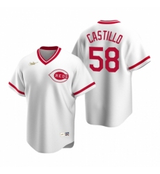 Men's Nike Cincinnati Reds #58 Luis Castillo White Cooperstown Collection Home Stitched Baseball Jersey