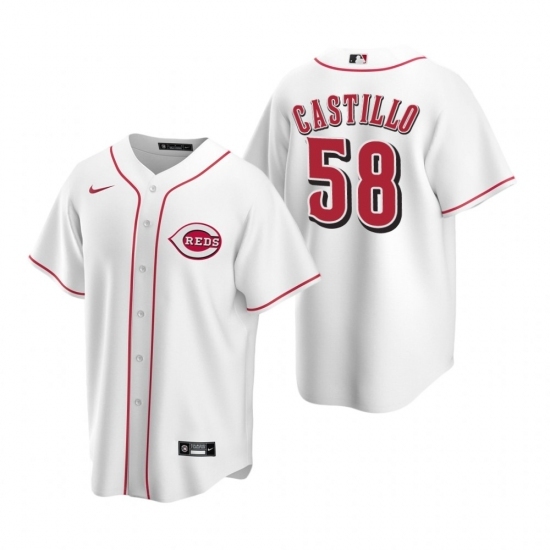 Men's Nike Cincinnati Reds #58 Luis Castillo White Home Stitched Baseball Jersey Men's Nike Cincinnati Reds #58 Luis Castillo White Home Stitched Baseball Jersey