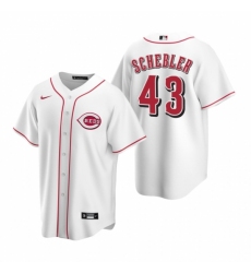 Men's Nike Cincinnati Reds #43 Scott Schebler White Home Stitched Baseball Jersey