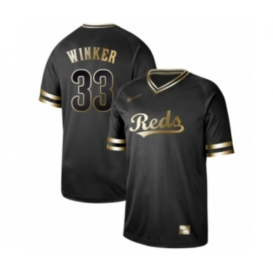 Men's Cincinnati Reds #33 Jesse Winker Authentic Black Gold Fashion Baseball Jersey Men's Cincinnati Reds #33 Jesse Winker Authentic Black Gold Fashion Baseball Jersey