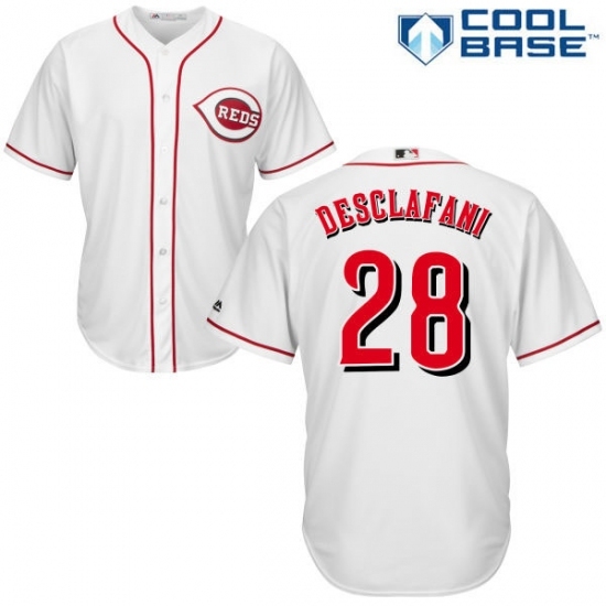Men's Majestic Cincinnati Reds #28 Anthony DeSclafani Replica White Home Cool Base MLB Jersey Men's Majestic Cincinnati Reds #28 Anthony DeSclafani Replica White Home Cool Base MLB Jersey