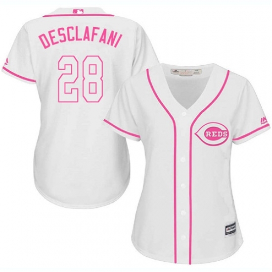 Women's Majestic Cincinnati Reds #28 Anthony DeSclafani Authentic White Fashion Cool Base MLB Jersey Women's Majestic Cincinnati Reds #28 Anthony DeSclafani Authentic White Fashion Cool Base MLB Jersey