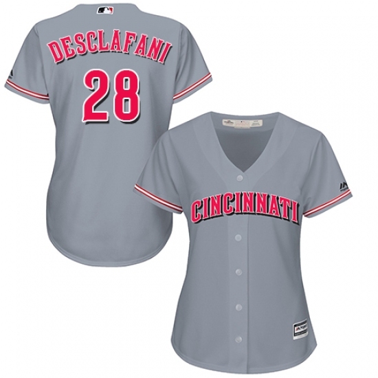 Women's Majestic Cincinnati Reds #28 Anthony DeSclafani Replica Grey Road Cool Base MLB Jersey Women's Majestic Cincinnati Reds #28 Anthony DeSclafani Replica Grey Road Cool Base MLB Jersey