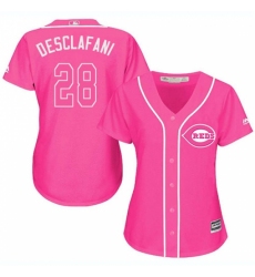 Women's Majestic Cincinnati Reds #28 Anthony DeSclafani Replica Pink Fashion Cool Base MLB Jersey